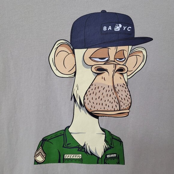 BAYC x‎ No Boundaries Tshirt Mens M(38-40) Oversized Tan Bored Ape Yacht Club - Picture 1 of 9